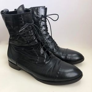 Black Leather Ankle Boots  Size 7 Made in Italy